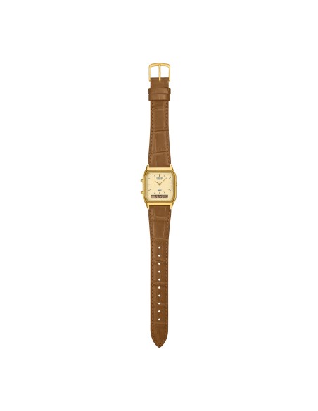 reloj analógico digital unisex Casio Edgy AQ-230EGL-9A 38.8 × 29.8 × 8.1 mm correa de cuero alarma diaria Hora Mundial